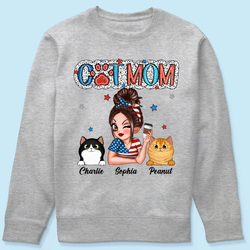 4th Of July Cat Mom Personalized Shirt, Gift For Cat Lover - Image 20
