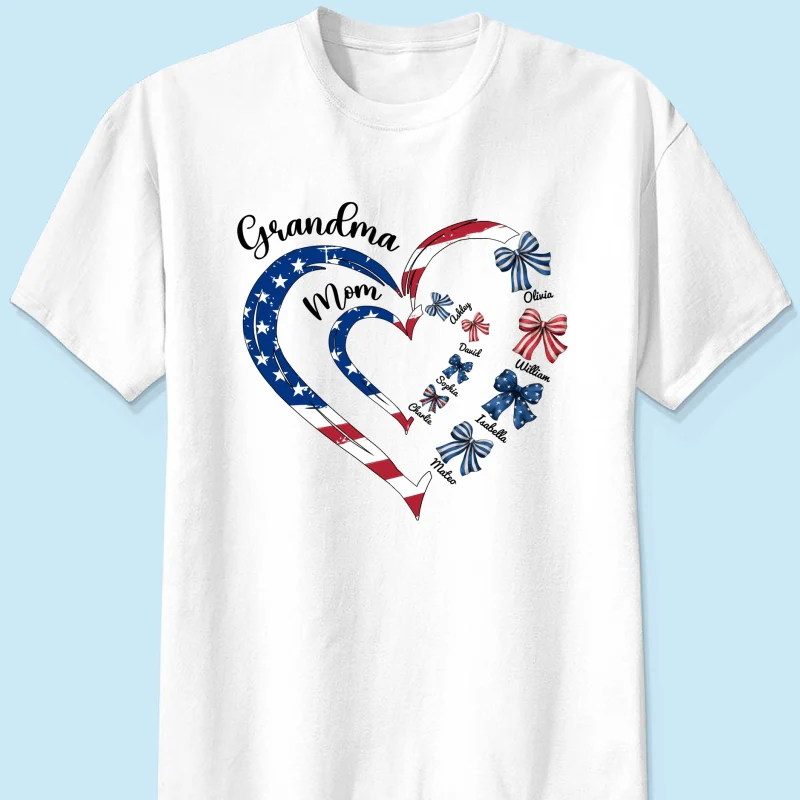 4th Of July First Mom Now Grandma Bow Personalized Shirt, Independence Day - Image 7