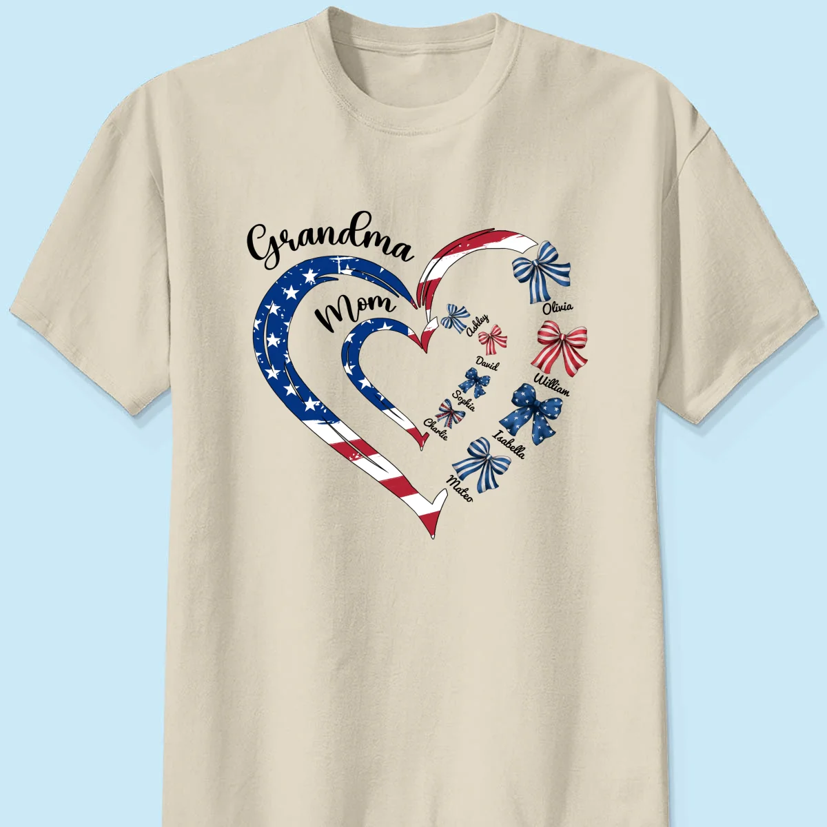 4th Of July First Mom Now Grandma Bow Personalized Shirt, Independence Day - Image 9