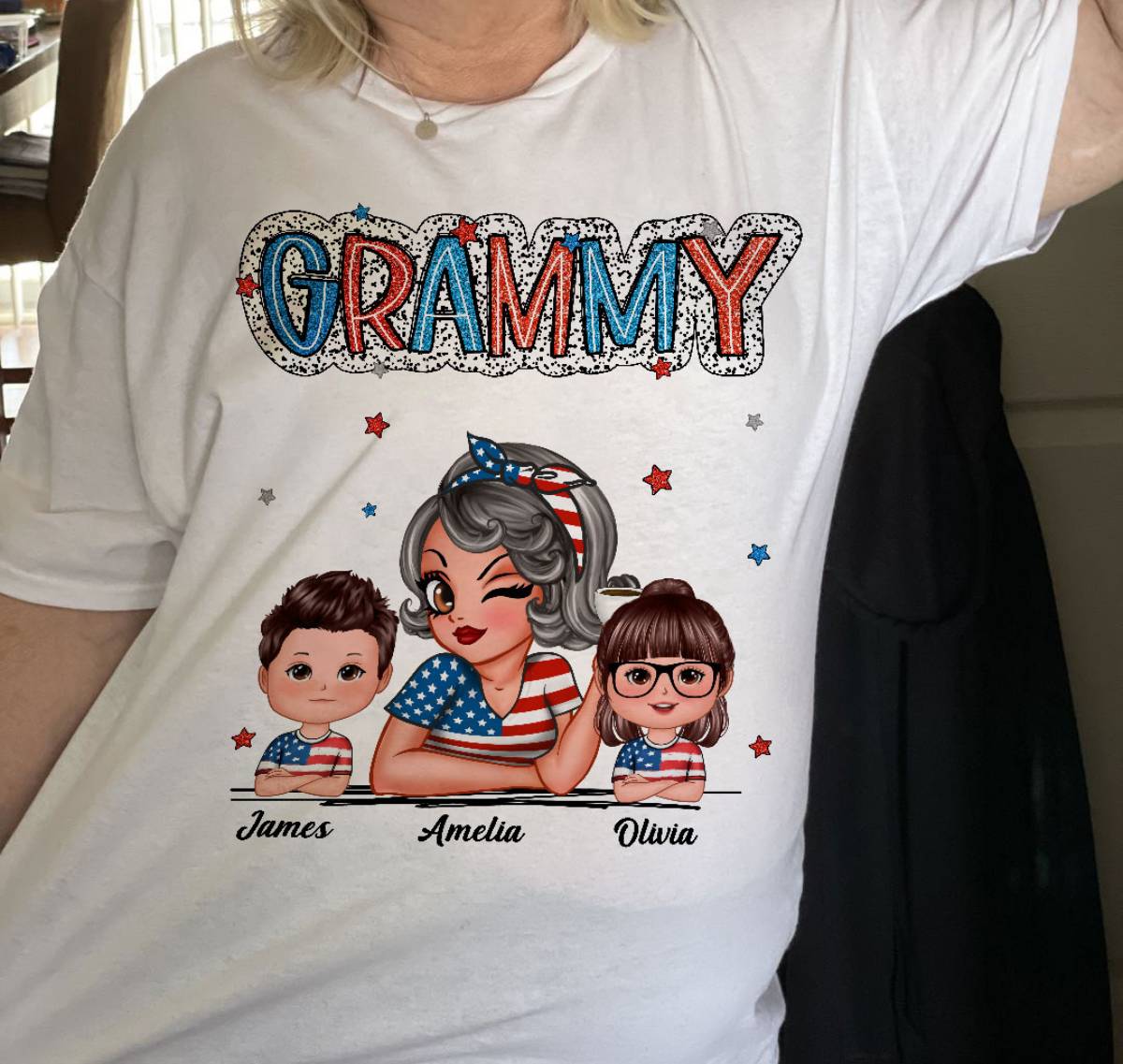 4th Of July Grandma And Grandkids Personalized Shirt, America Independence Day - Image 4