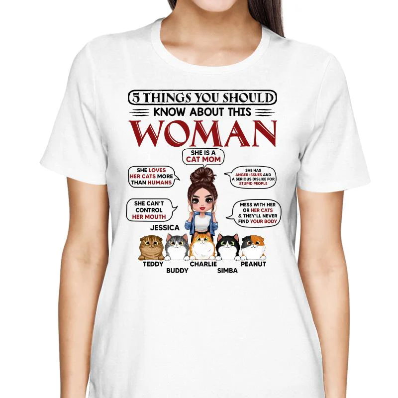 5 Things About This Cat Mom Personalized Shirt - Image 2