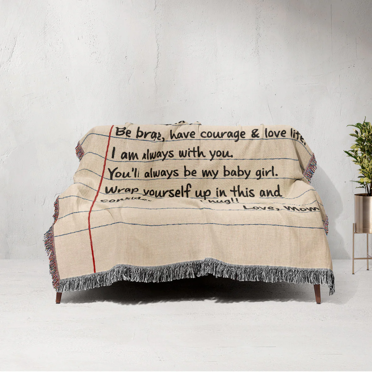 A Big Hug To My Daughter Letter Theme Personalized Tapestry Woven Blanket - Image 5