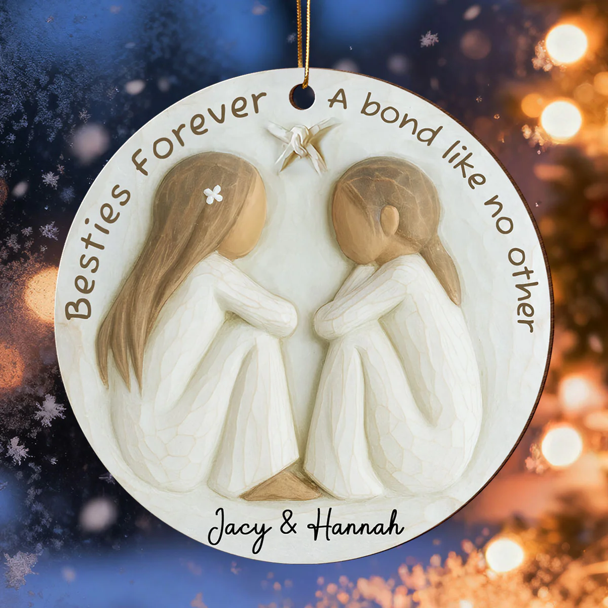 A Bond Like No Other Besties 3D Effect - Personalized Wooden Ornament - Gift For Best Friend - Image 4