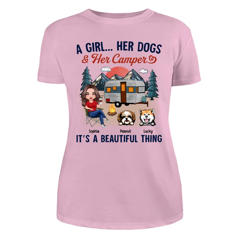 A Camping Girl And Her Dog Retro Personalized Shirt - Image 11