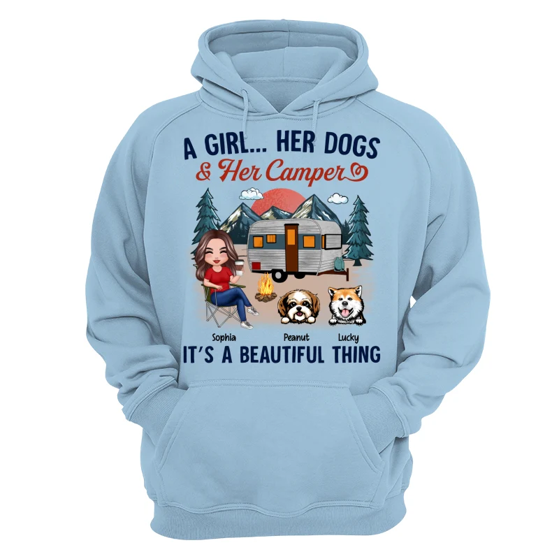 A Camping Girl And Her Dog Retro Personalized Shirt - Image 16