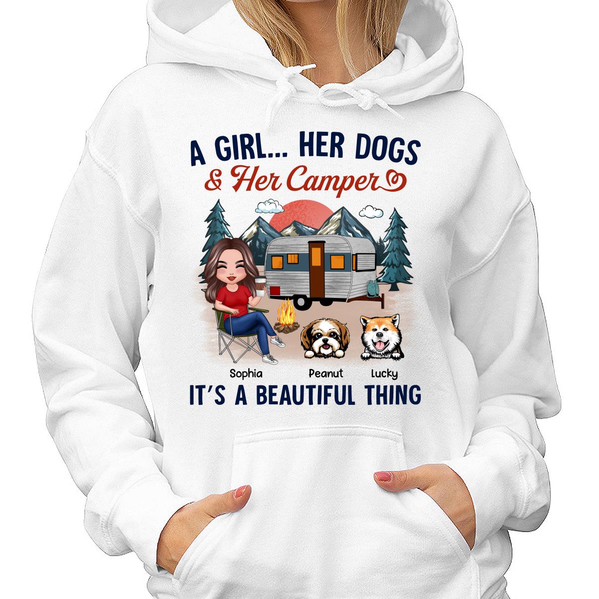 A Camping Girl And Her Dog Retro Personalized Shirt - Image 4