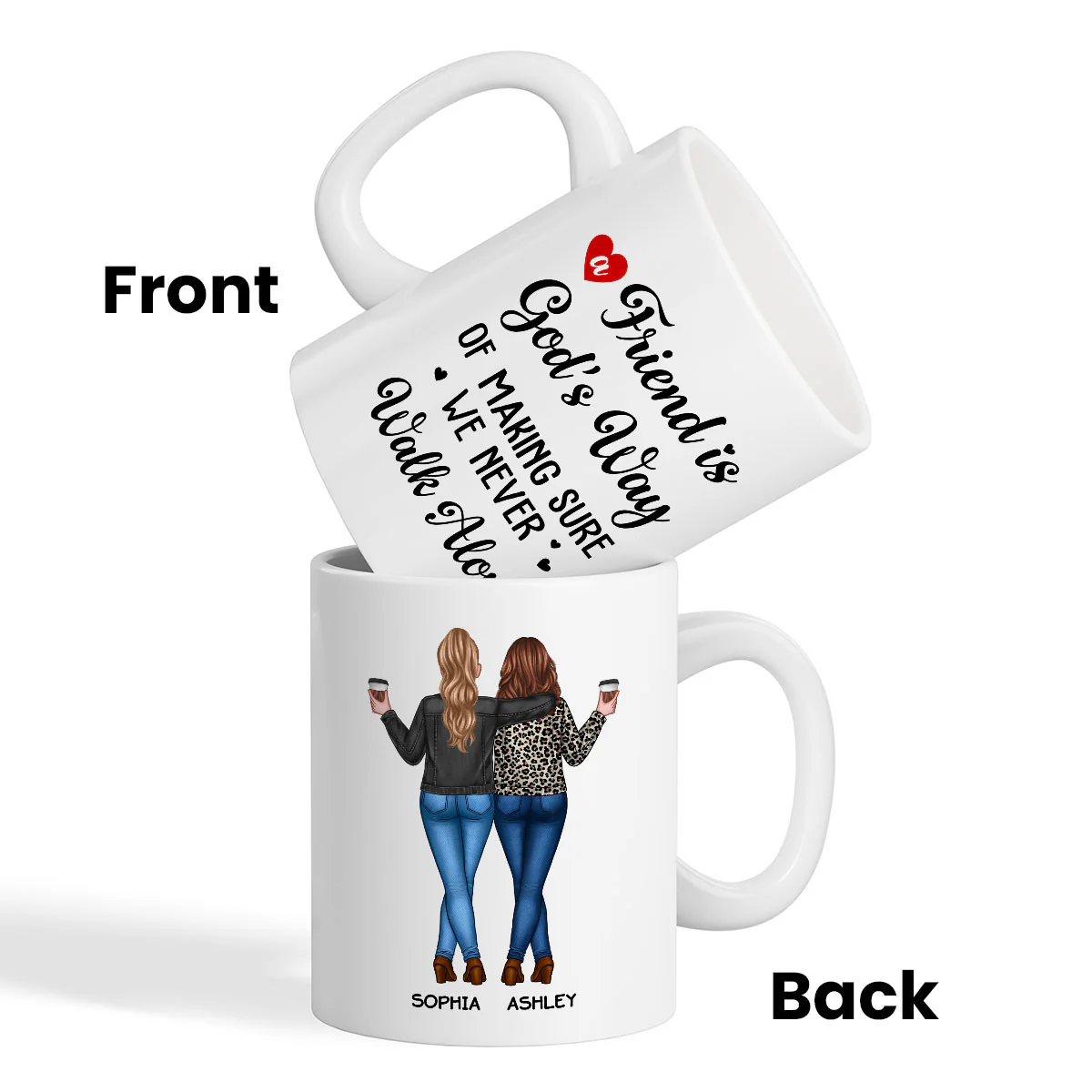 A Friend Is God's Way Besties Best Friend Gift Cup, Friendship Personalized Mug - Image 8