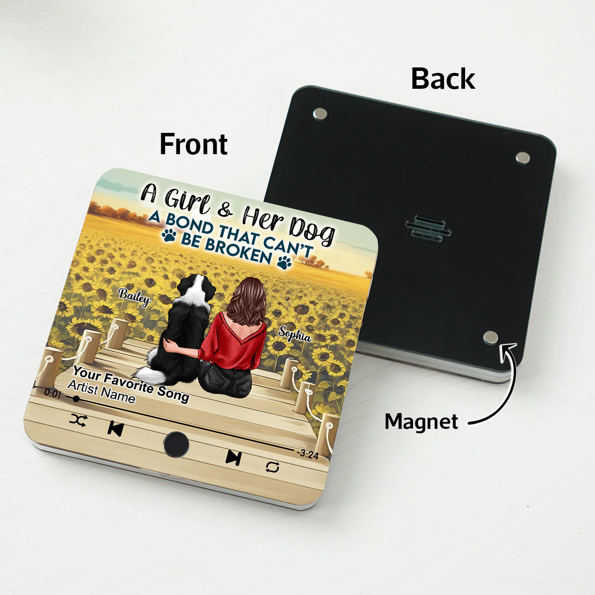 A Girl And Her Dog Personalized Music Fridge Magnet, Heartfelt Gift For Her, For Dog Lovers - Image 4