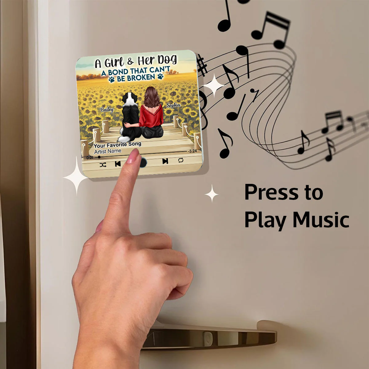 A Girl And Her Dog Personalized Music Fridge Magnet, Heartfelt Gift For Her, For Dog Lovers - Image 5