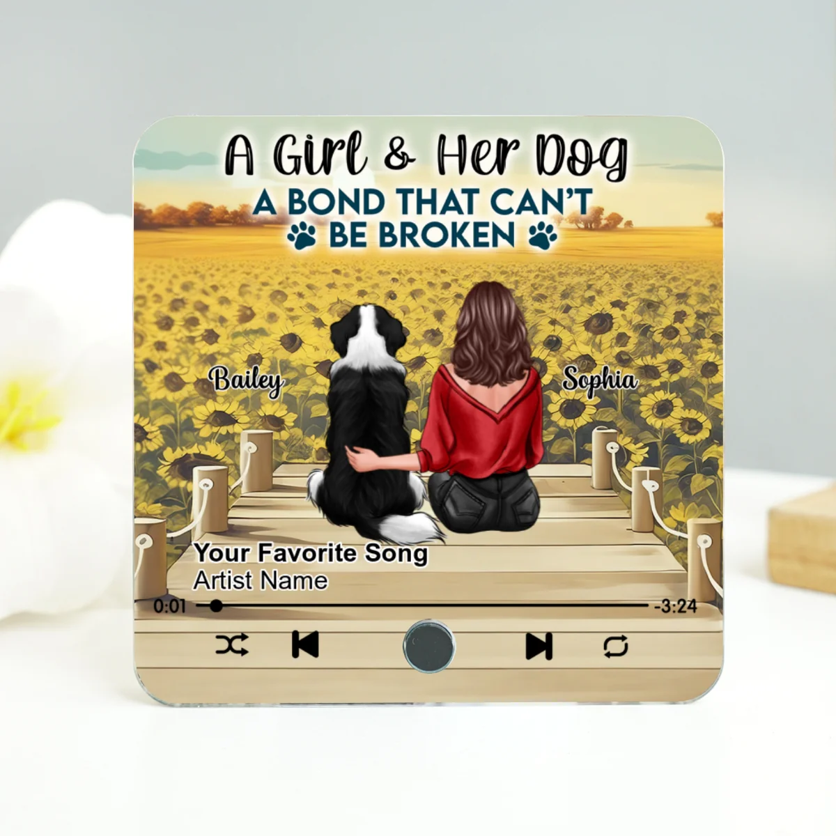 A Girl And Her Dog Personalized Music Fridge Magnet, Heartfelt Gift For Her, For Dog Lovers - Image 9