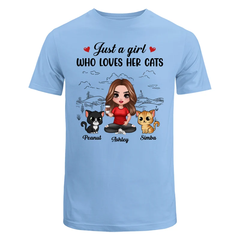 A Girl Loves Her Cats Sketch Background Personalized Shirt - Image 8
