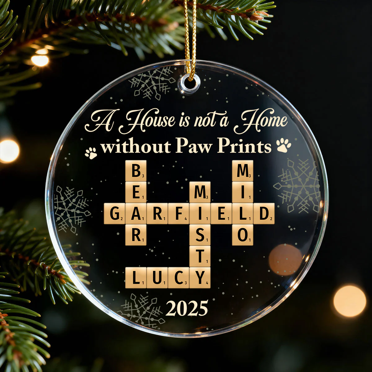 A House Is Not A Home Without Paw Prints Crossword Puzzle Art - Personalized Acrylic Ornament