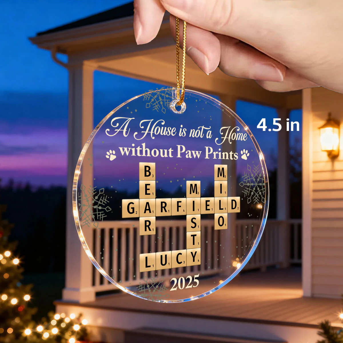 A House Is Not A Home Without Paw Prints Crossword Puzzle Art - Personalized Acrylic Ornament - Image 2