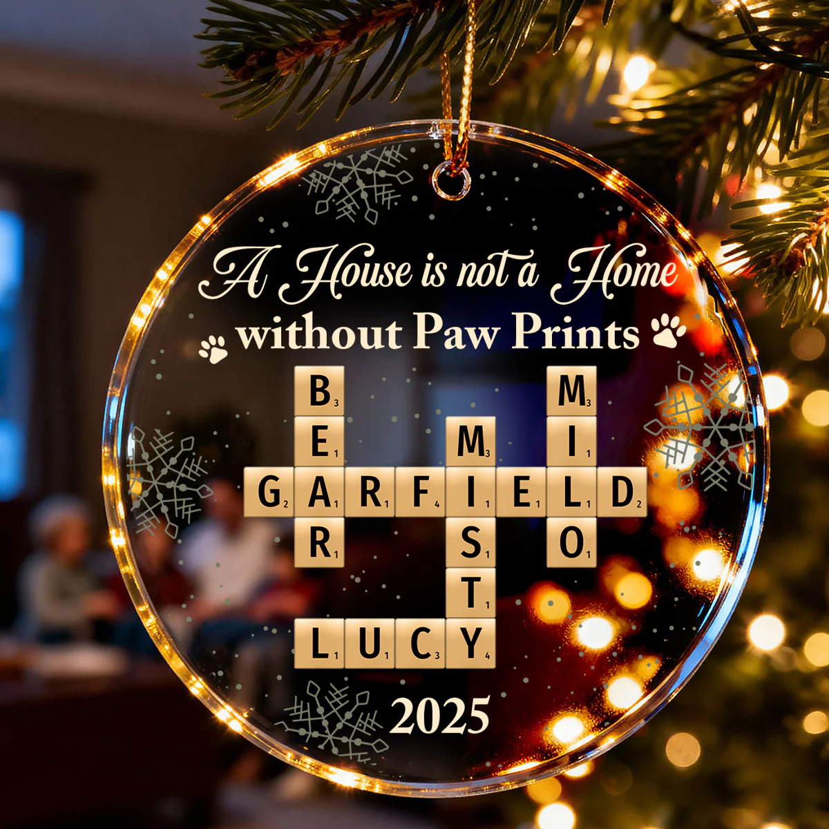 A House Is Not A Home Without Paw Prints Crossword Puzzle Art - Personalized Acrylic Ornament - Image 3