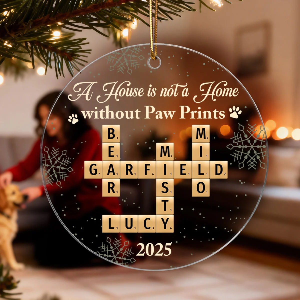 A House Is Not A Home Without Paw Prints Crossword Puzzle Art - Personalized Acrylic Ornament - Image 4