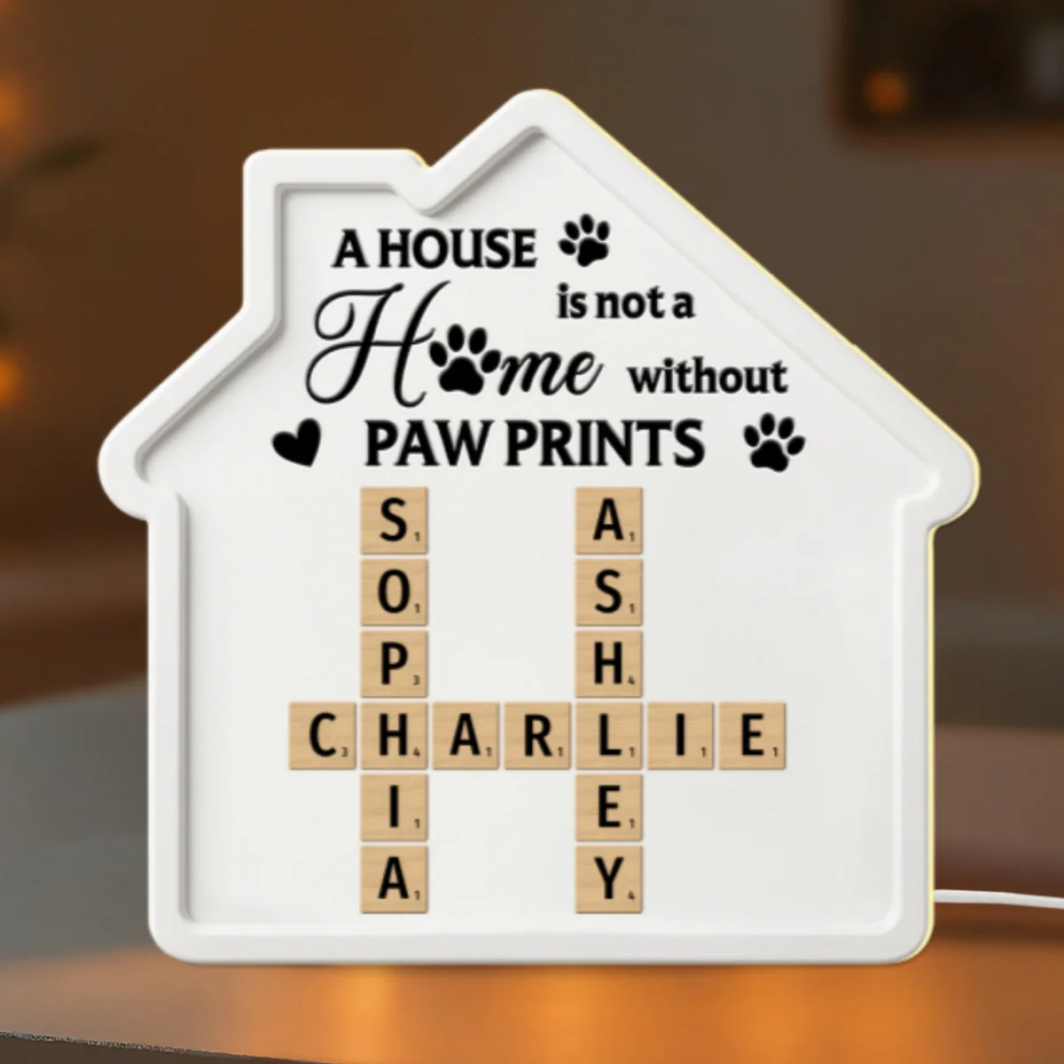 A House Is Not A Home Without Paw Prints Custom Pet Names Crossword Art - Personalized Light Box - Image 10