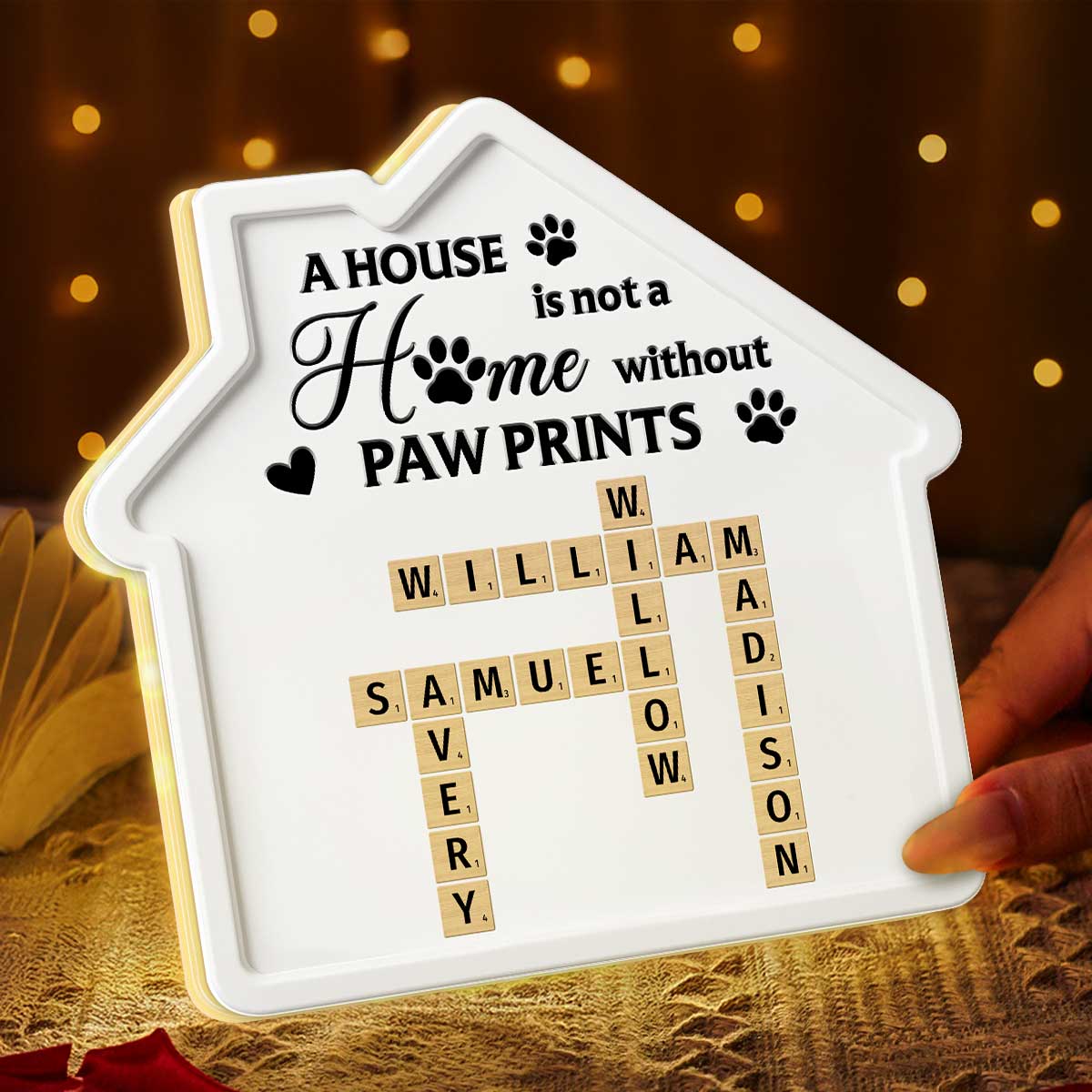 A House Is Not A Home Without Paw Prints Custom Pet Names Crossword Art - Personalized Light Box - Image 6