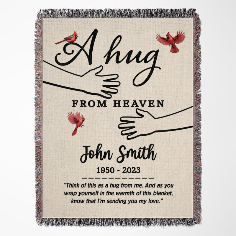 A Hug From Heaven Memorial Keepsake Personalized Tapestry Woven Blanket - Image 10