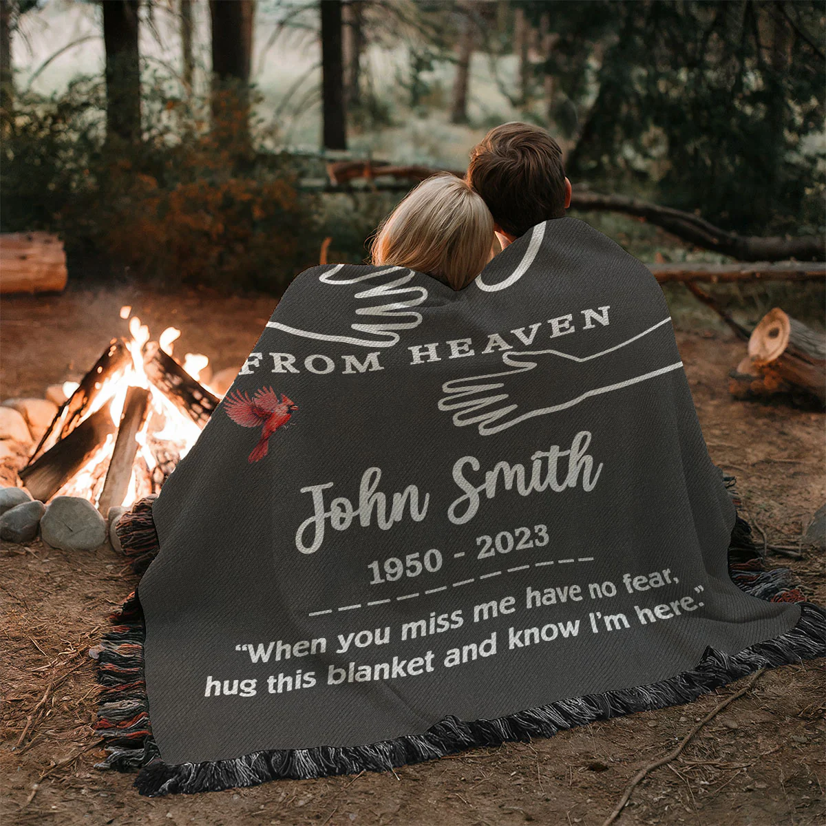 A Hug From Heaven Memorial Keepsake Personalized Tapestry Woven Blanket - Image 7