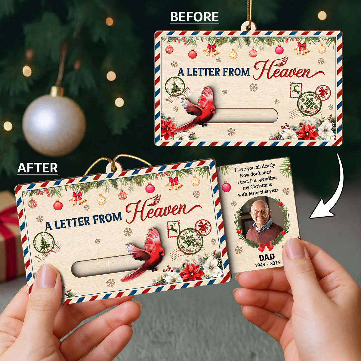 A Letter From Heaven Custom Photo - Personalized Slider Ornament - Meaningful Sympathy Gift Remembrance Keepsake - Image 2