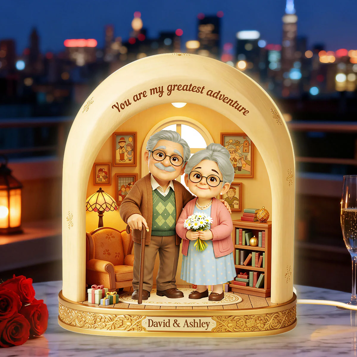 A Lifetime Adventure Old Couple - Personalized Light Box - Anniversary, Valentine's Day Gift, Gift For Him, Gift For Her - Image 2