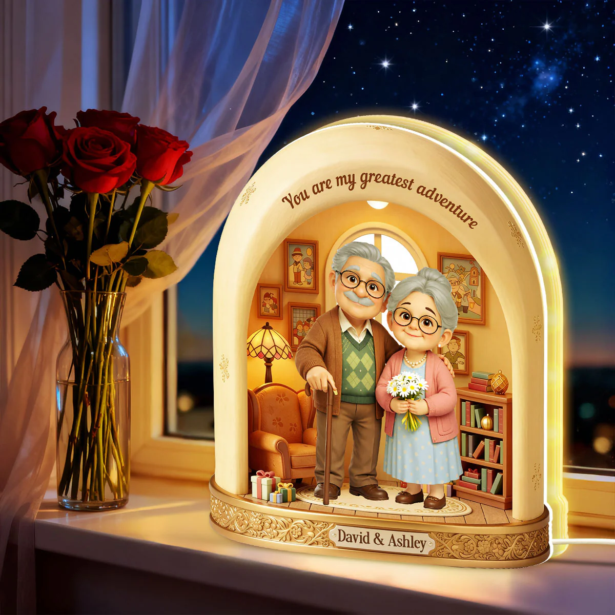 A Lifetime Adventure Old Couple - Personalized Light Box - Anniversary, Valentine's Day Gift, Gift For Him, Gift For Her - Image 3