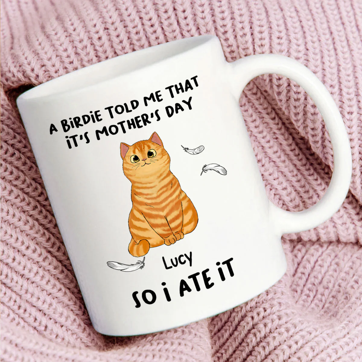 A Little Birdie Told Me Cute Cartoon Cats Personalized Mug, Perfect 2025 Gift For Cat Mom - Image 2