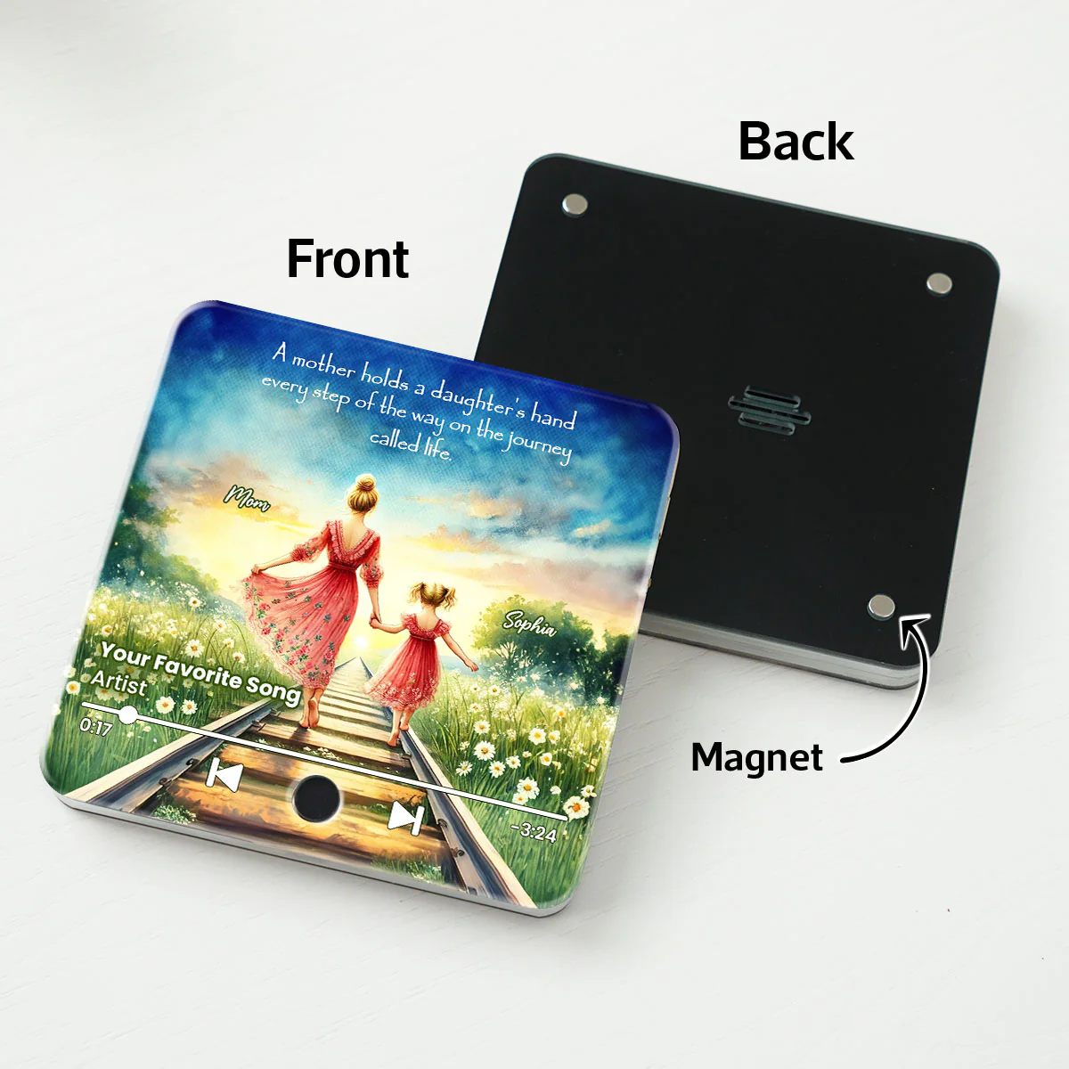 A Mother Holds Her Daughter's Hand Personalized Music Fridge Magnet, Heartfelt Mother Daughter Gift, Birthday Gift for Mom - Image 5