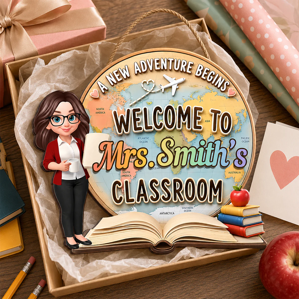 A New Adventure Begins Classroom - Personalized Wood Sign - Back To School Gift For Teachers, Classroom Decors - Image 4