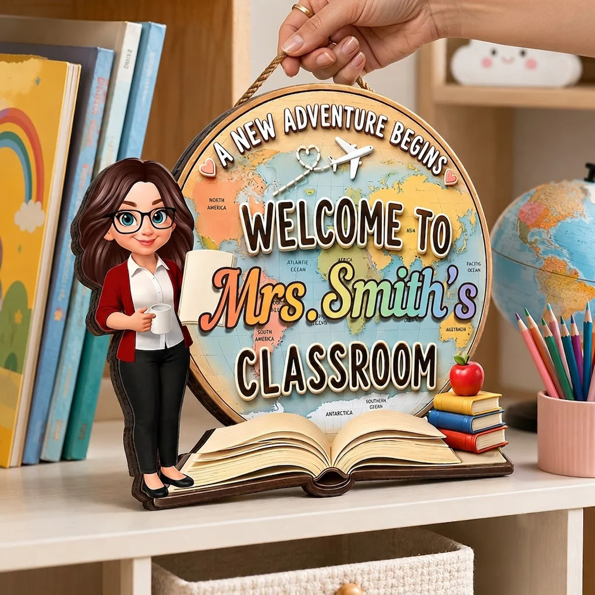 A New Adventure Begins Classroom - Personalized Wood Sign - Back To School Gift For Teachers, Classroom Decors - Image 5