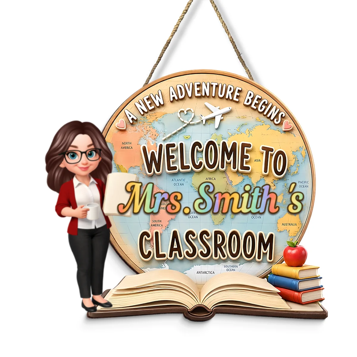 A New Adventure Begins Classroom - Personalized Wood Sign - Back To School Gift For Teachers, Classroom Decors - Image 9
