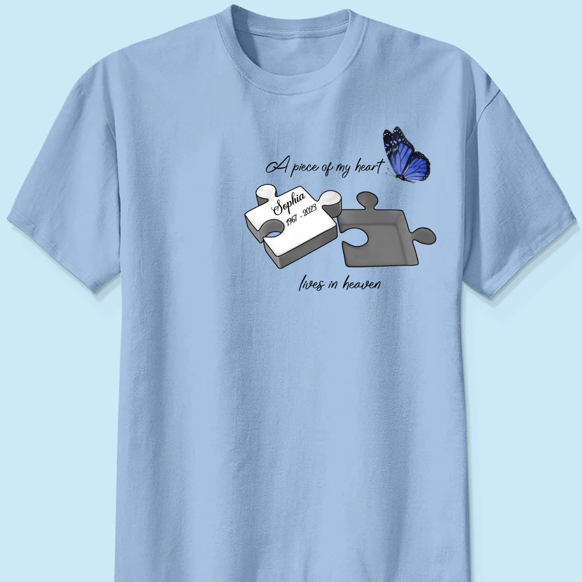 A Piece Of My Heart Lives In Heaven Memorial Gift Personalized Shirt - Image 10