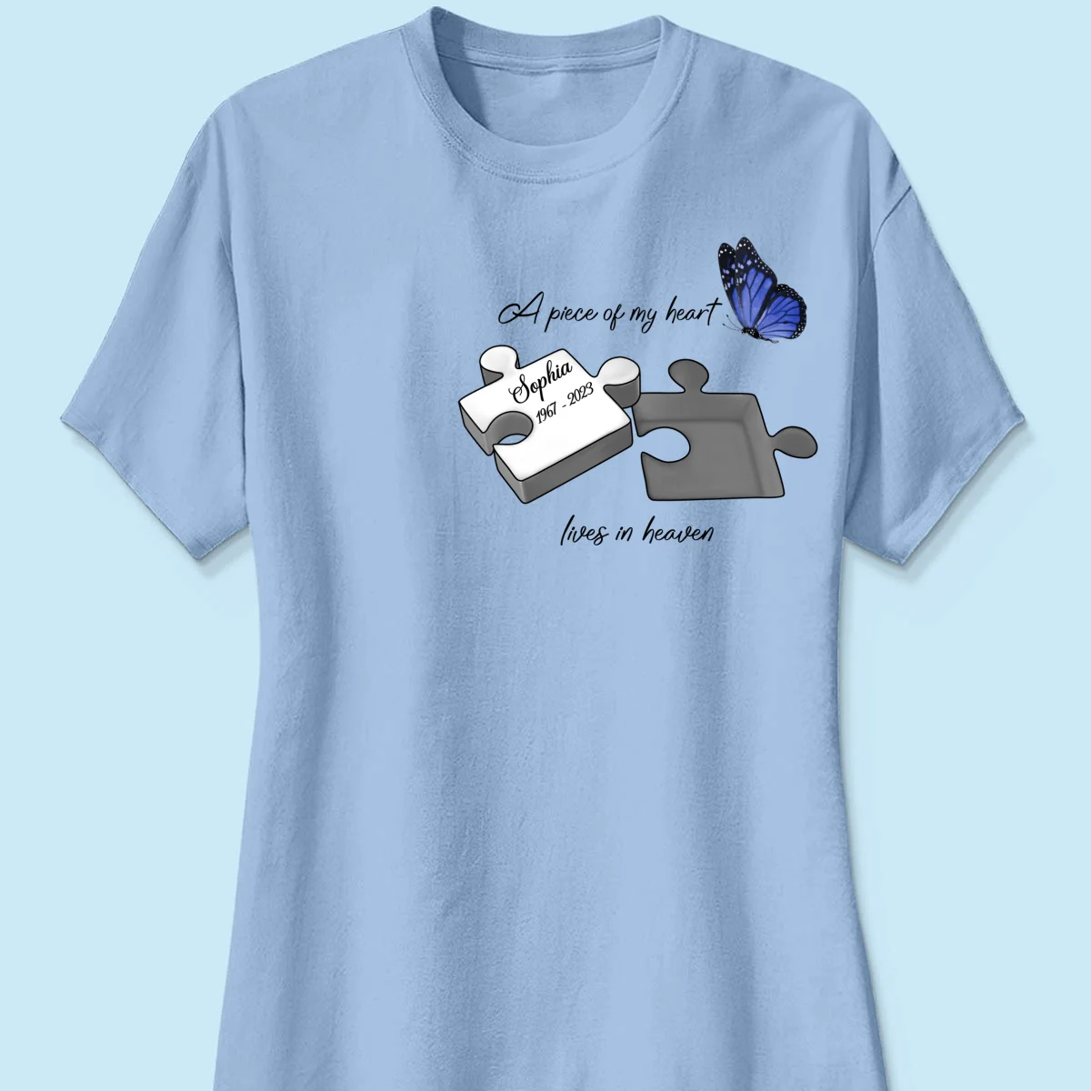 A Piece Of My Heart Lives In Heaven Memorial Gift Personalized Shirt - Image 14