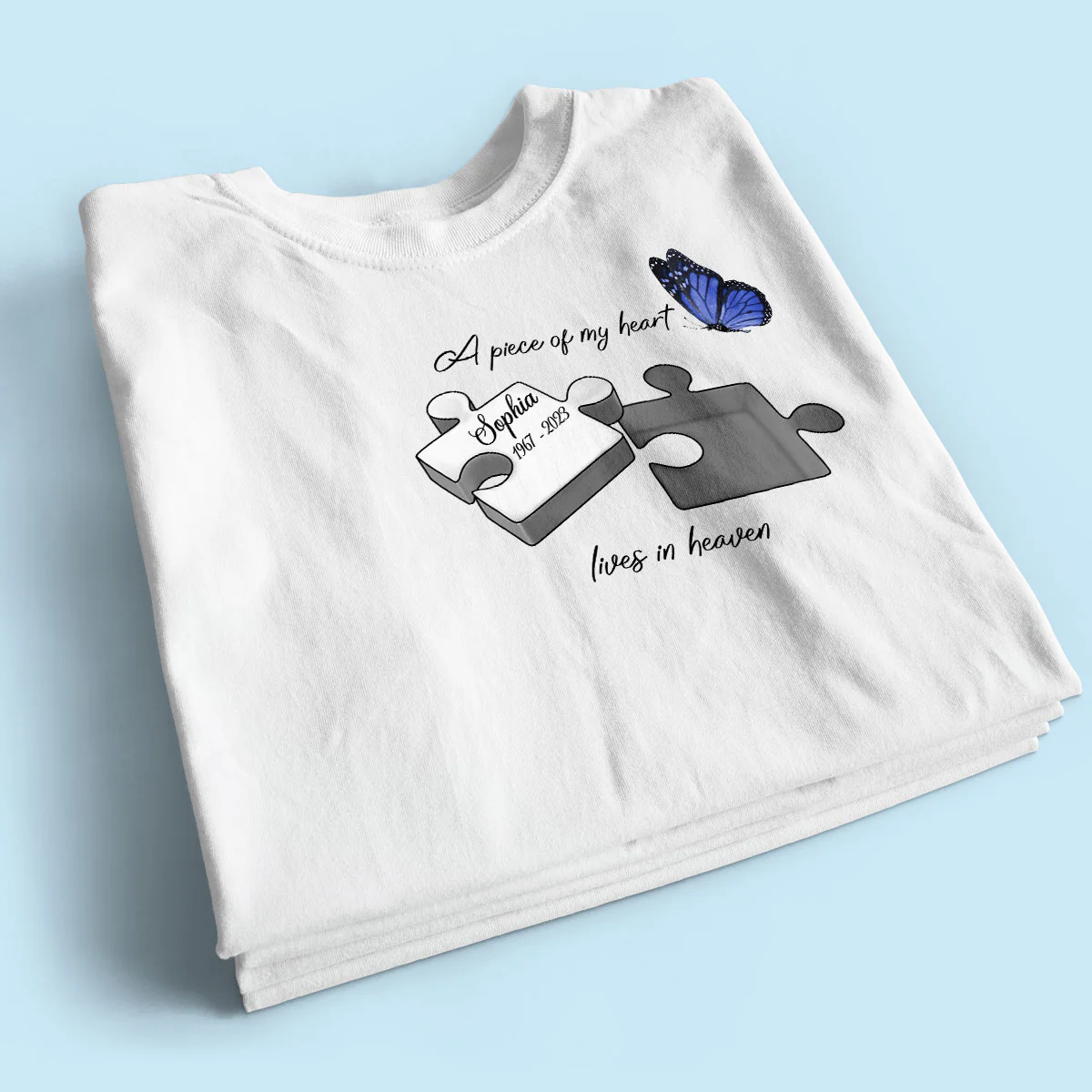 A Piece Of My Heart Lives In Heaven Memorial Gift Personalized Shirt - Image 2