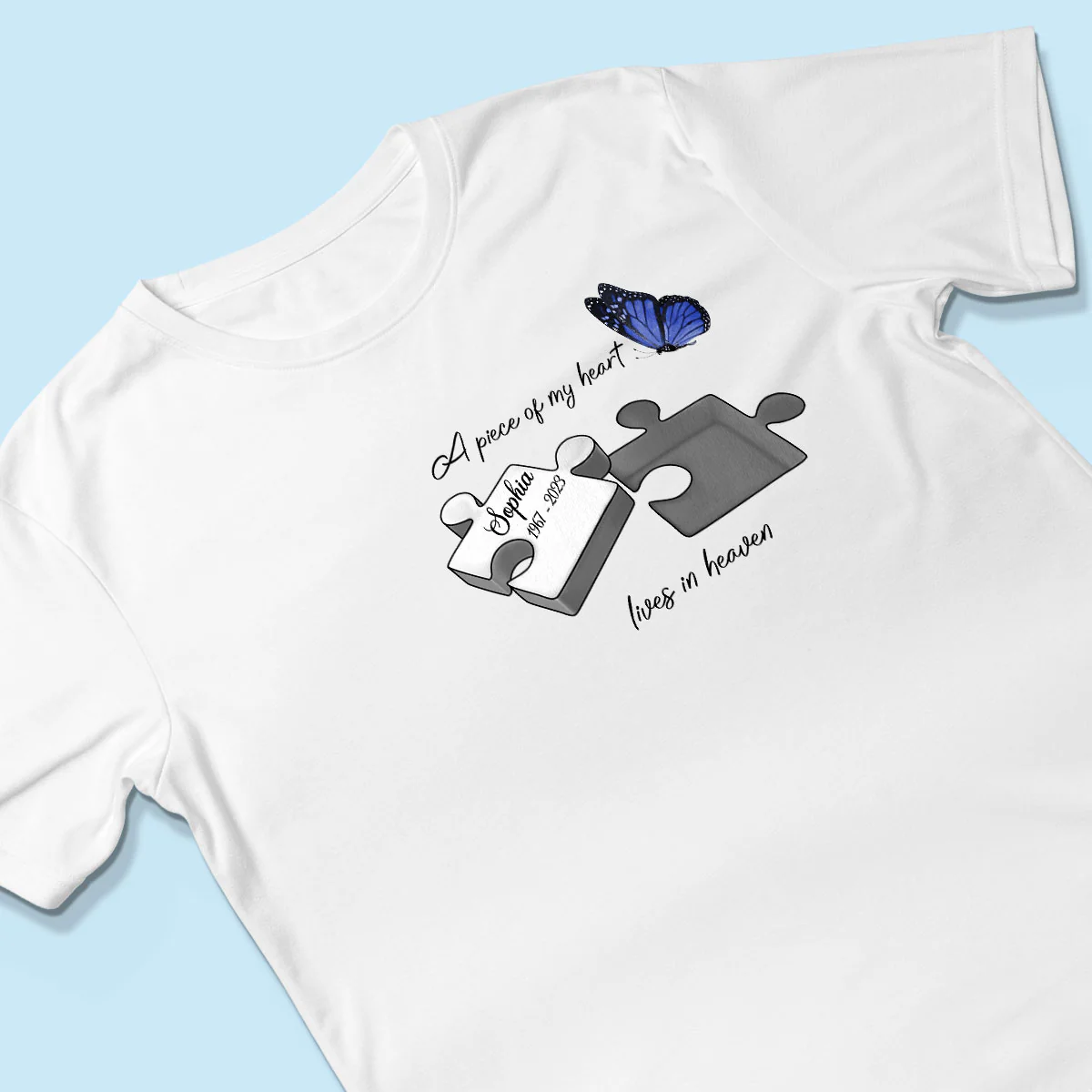 A Piece Of My Heart Lives In Heaven Memorial Gift Personalized Shirt - Image 3
