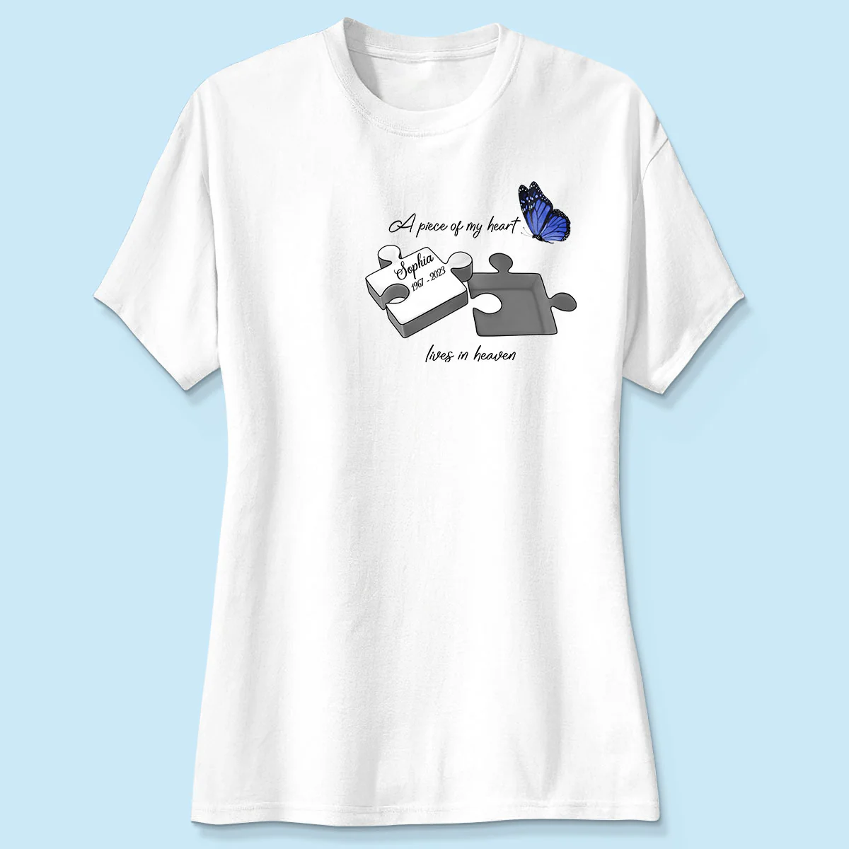 A Piece Of My Heart Lives In Heaven Memorial Gift Personalized Shirt - Image 4