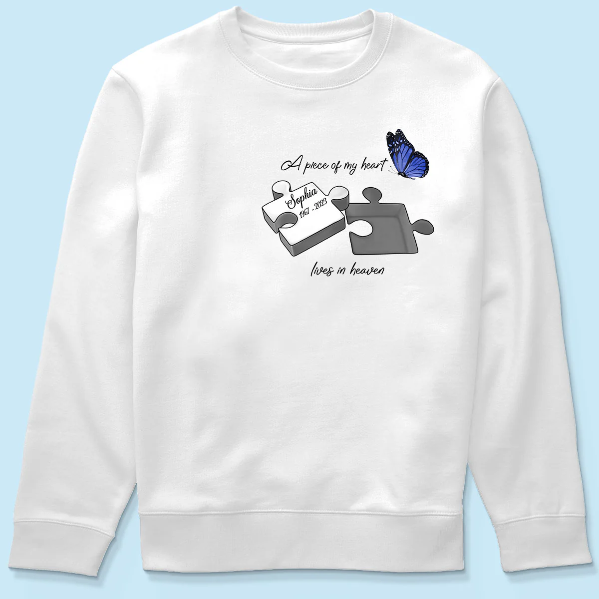A Piece Of My Heart Lives In Heaven Memorial Gift Personalized Shirt - Image 6