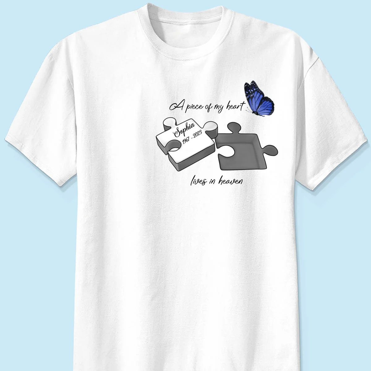 A Piece Of My Heart Lives In Heaven Memorial Gift Personalized Shirt - Image 7