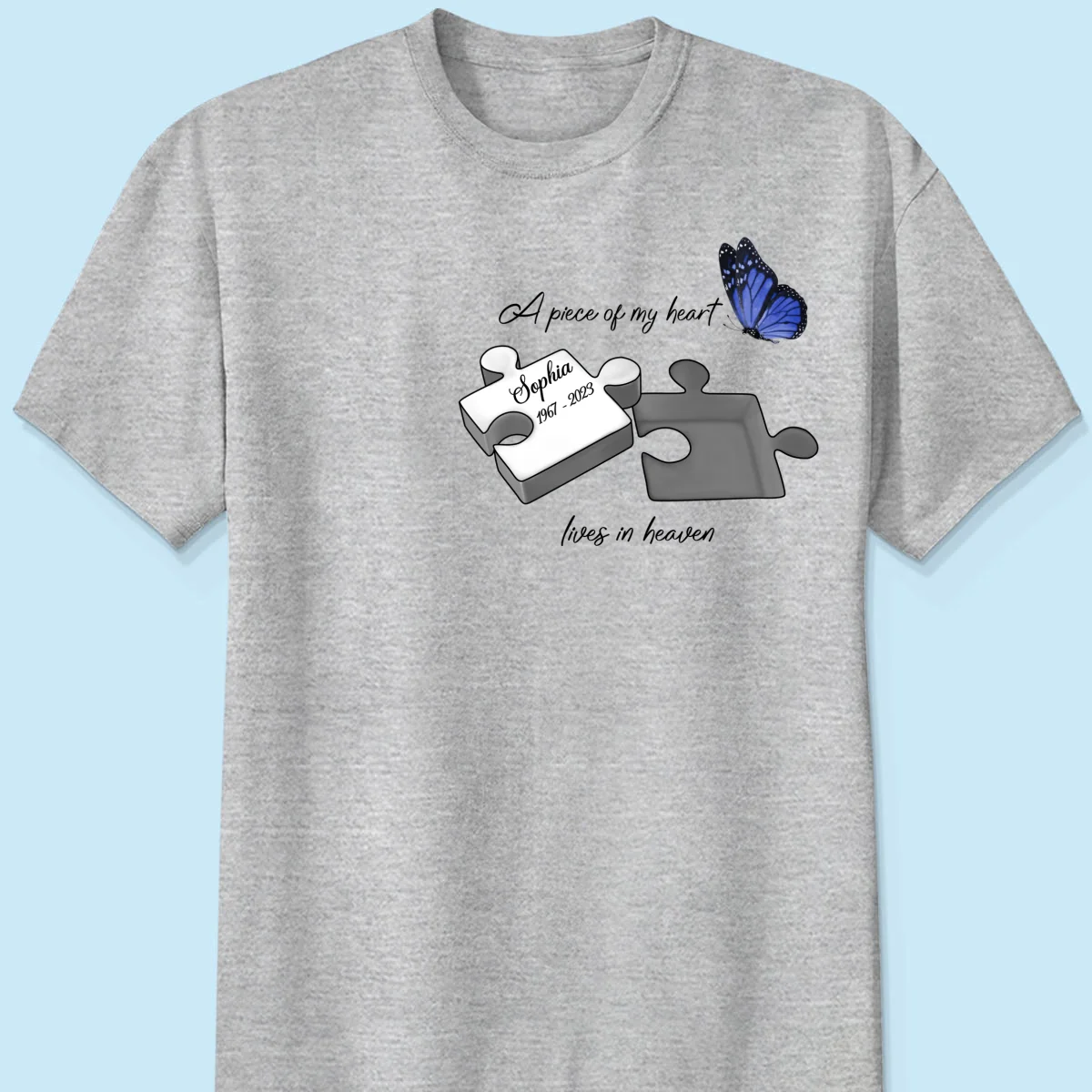 A Piece Of My Heart Lives In Heaven Memorial Gift Personalized Shirt - Image 8