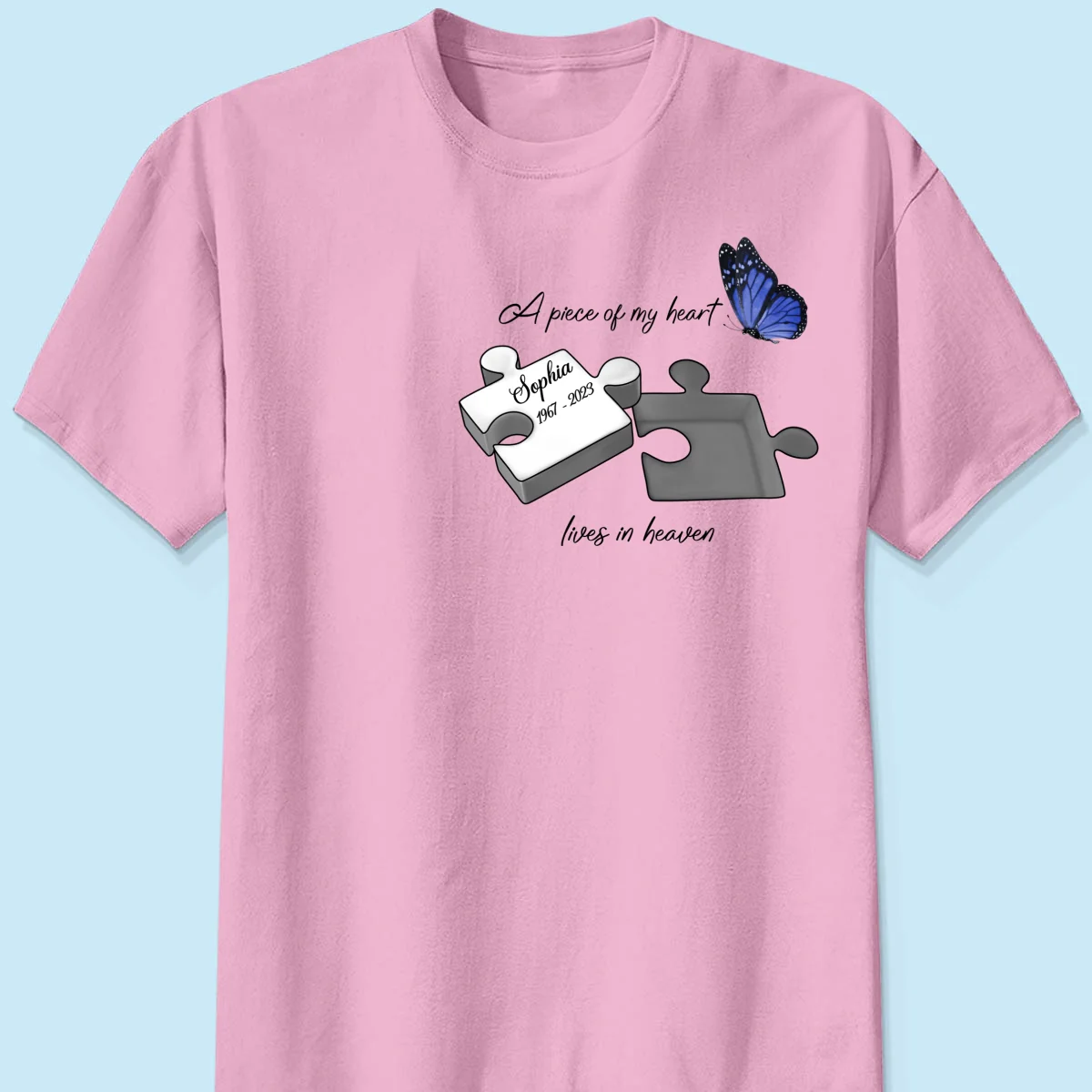 A Piece Of My Heart Lives In Heaven Memorial Gift Personalized Shirt - Image 9