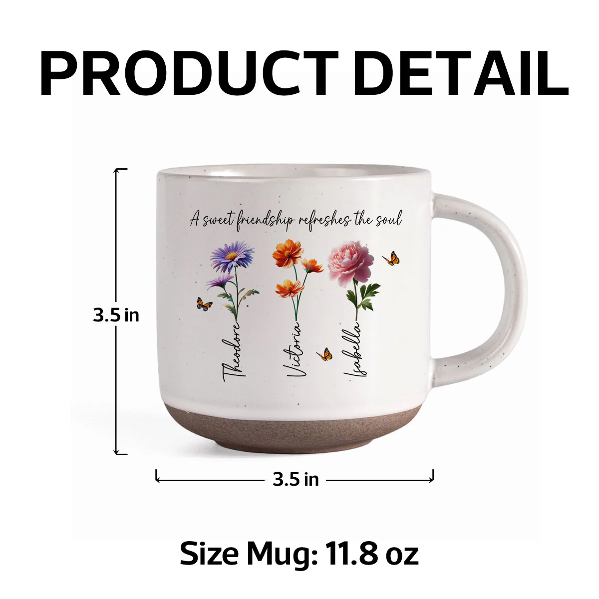 A Sweet Friendship Refreshes The Soul Besties Birth Flower - Personalized Pottery Mug - Friendship Gift For Best Friends - Image 7