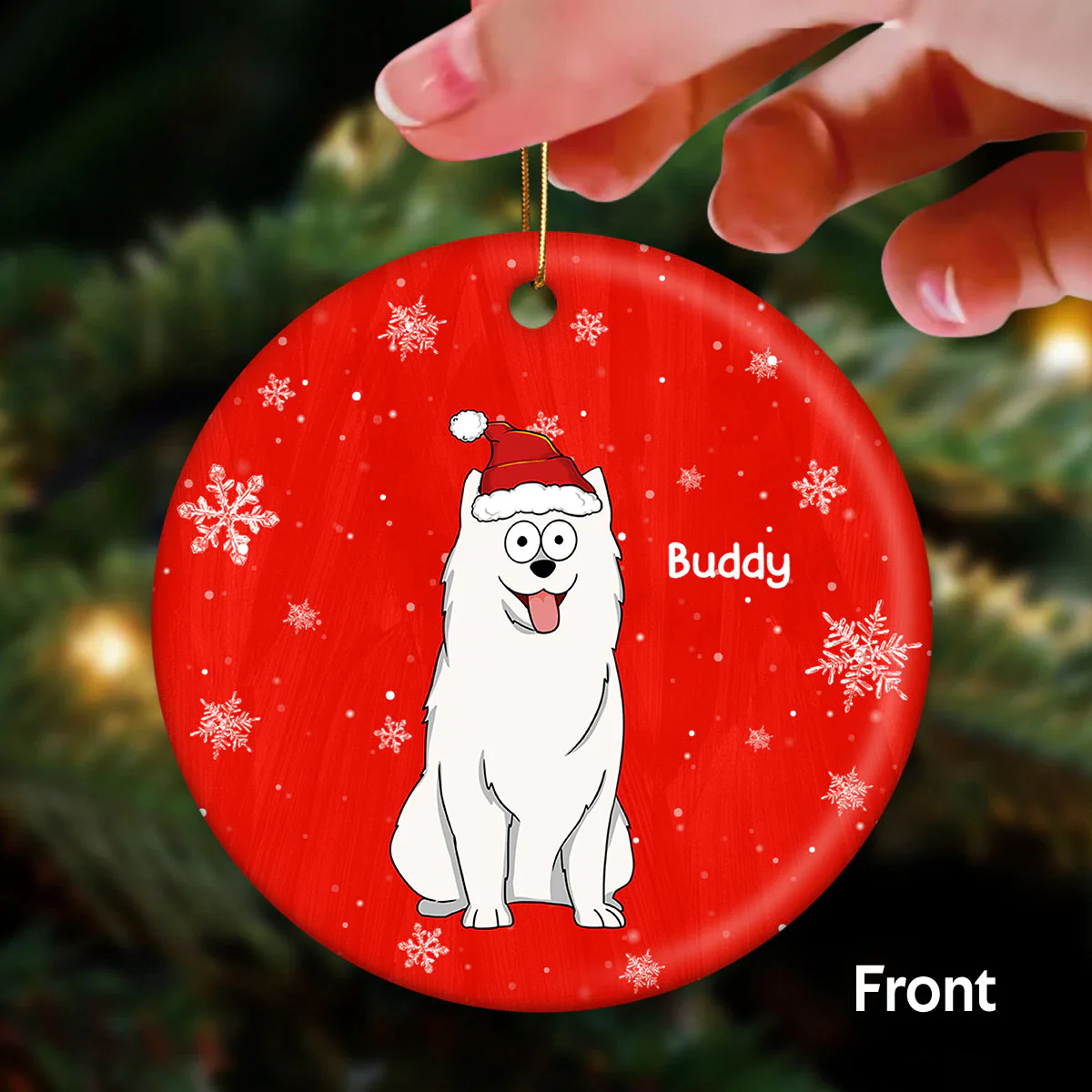 A Wagging Tail A Friendly Woof Funny Dogs Cartoon Personalized 2-Sided Ceramic Ornament - Image 2