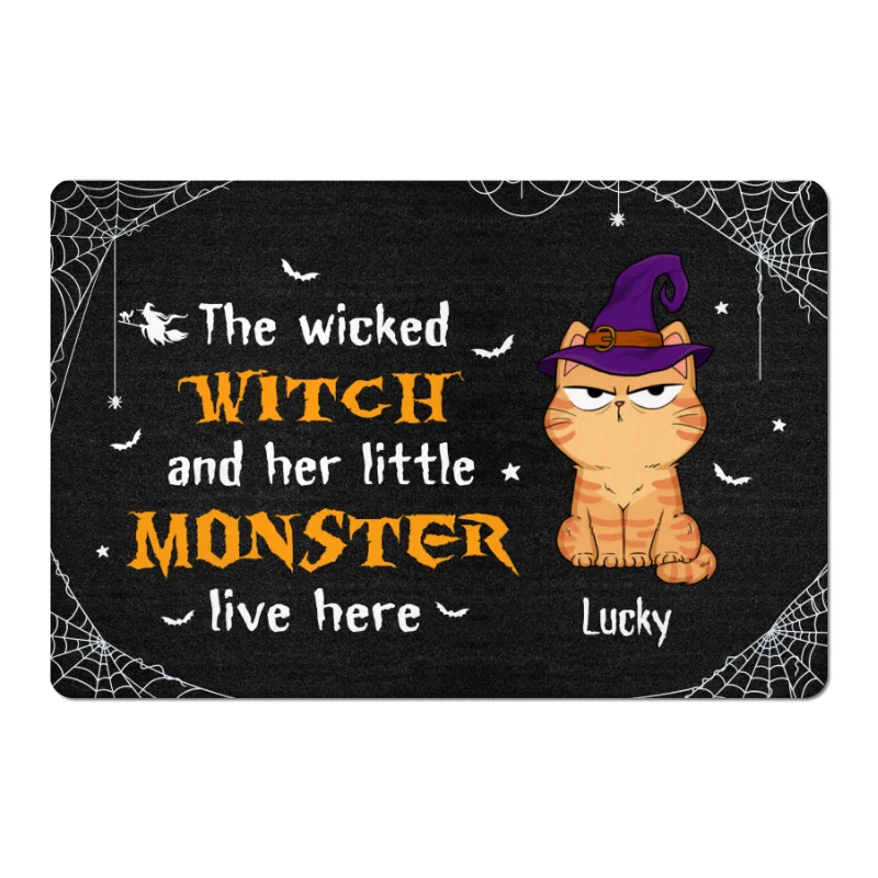 A Wicked Witch And Funny Cats Live Here Personalized Doormat - Image 4