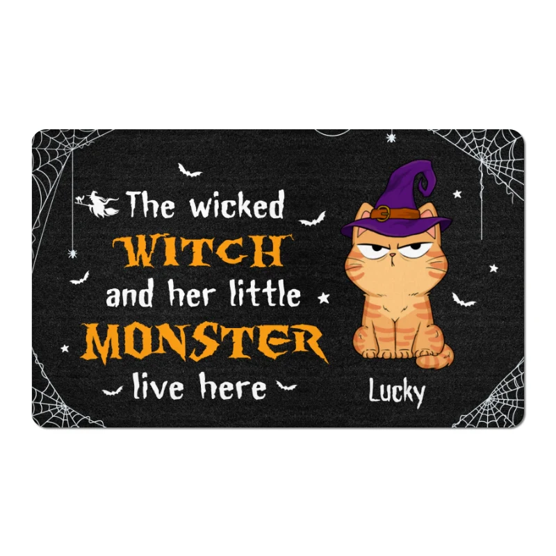 A Wicked Witch And Funny Cats Live Here Personalized Doormat - Image 5