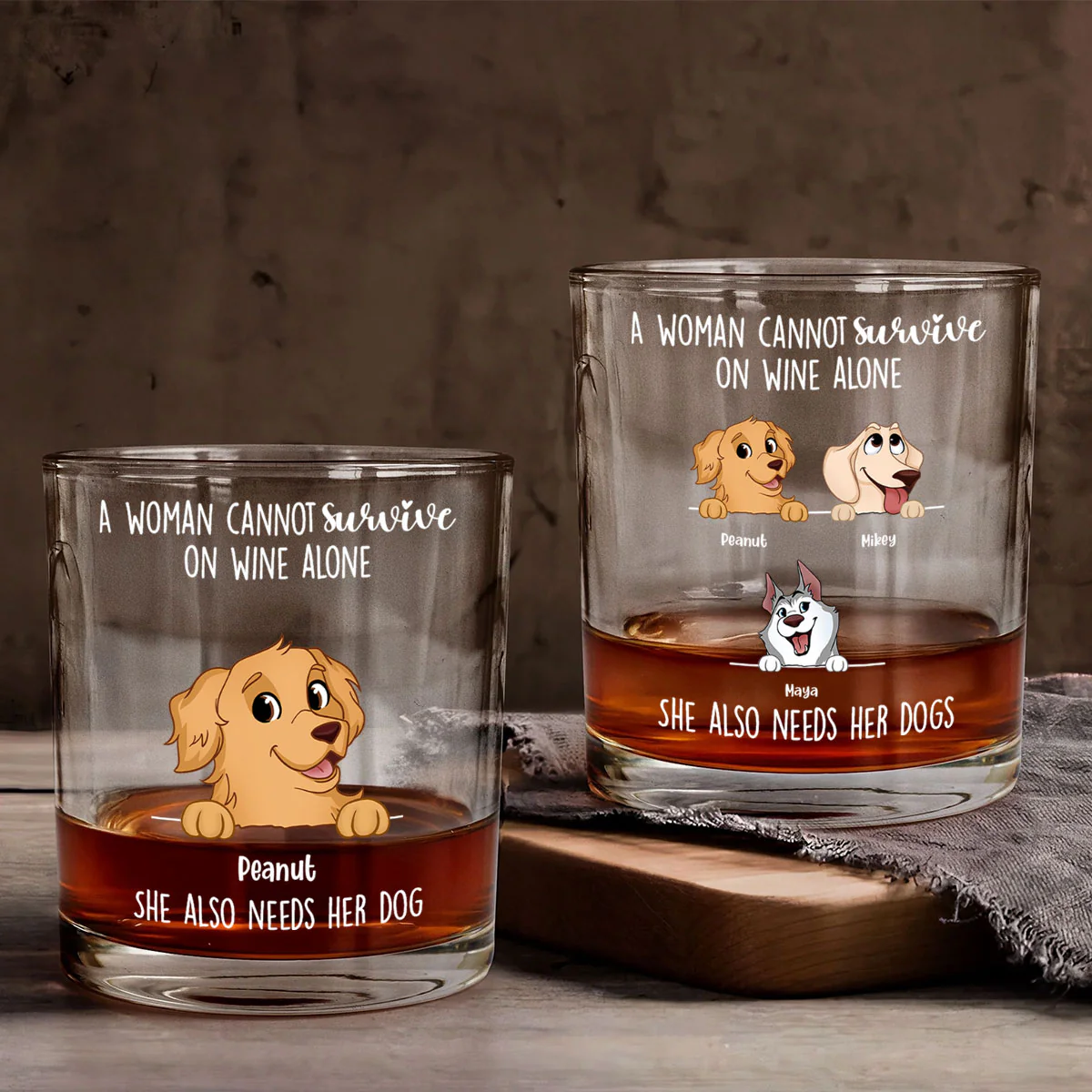 A Woman Cannot Survive On Wine Alone, She Also Needs Dogs Personalized Wine Glass, Gift for Dog Mom - Image 10