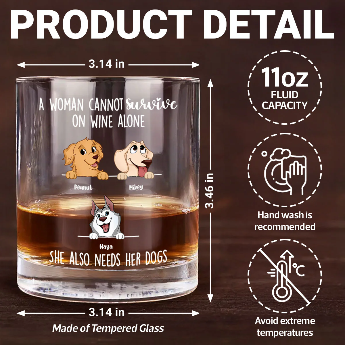 A Woman Cannot Survive On Wine Alone, She Also Needs Dogs Personalized Wine Glass, Gift for Dog Mom - Image 11