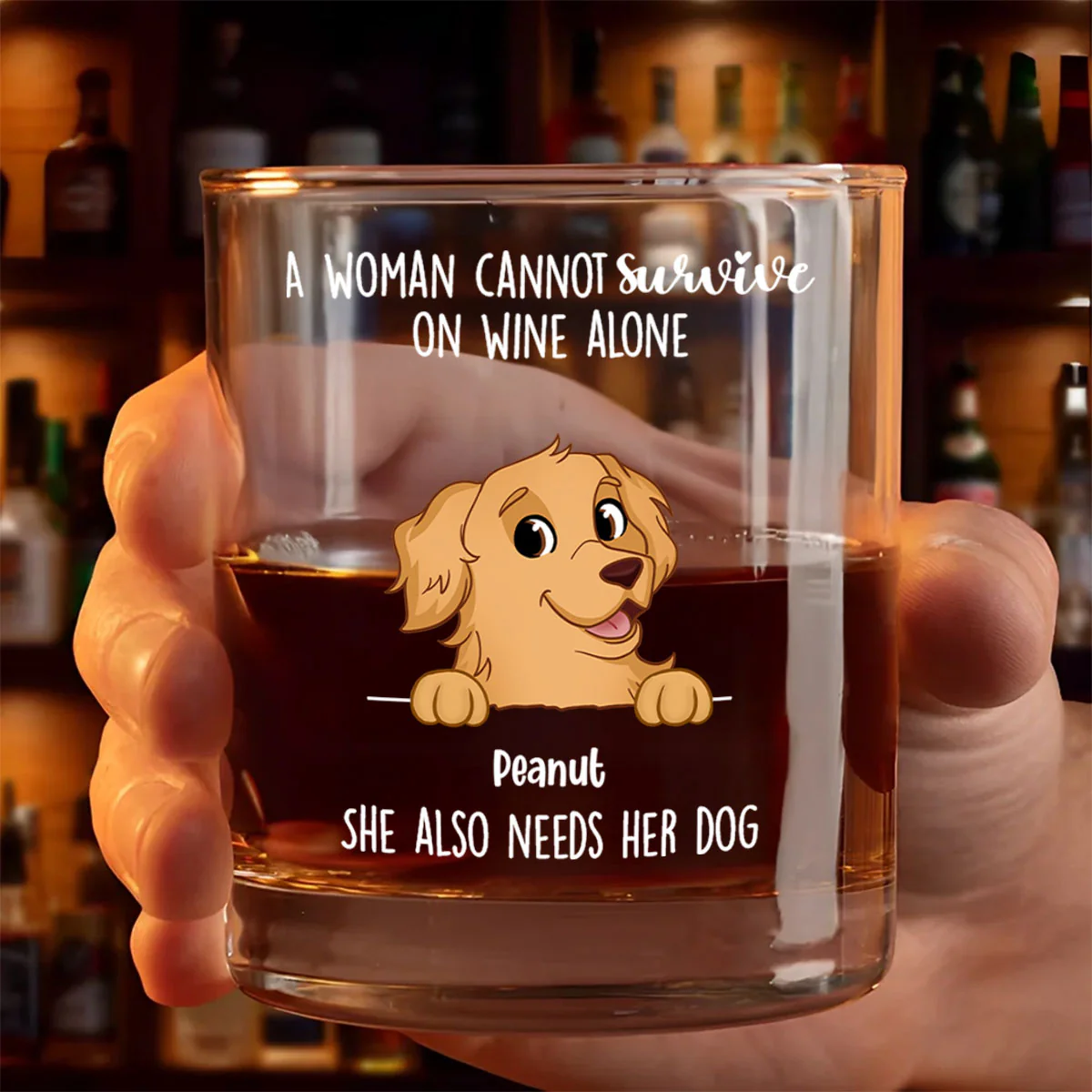 A Woman Cannot Survive On Wine Alone, She Also Needs Dogs Personalized Wine Glass, Gift for Dog Mom - Image 2