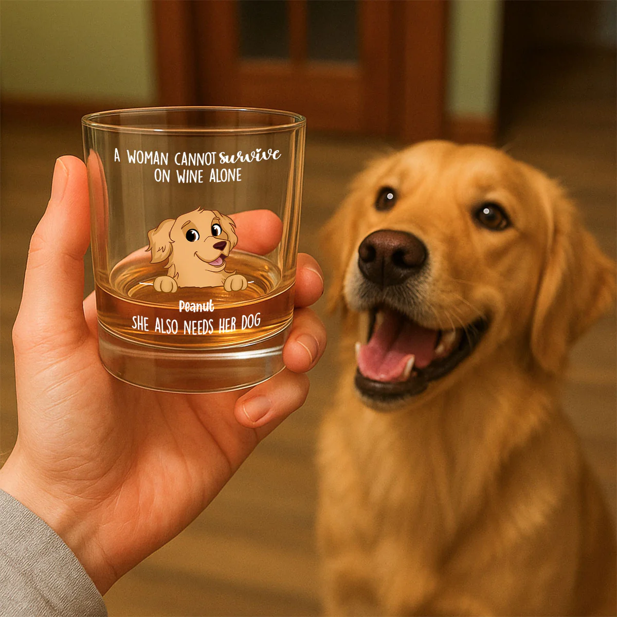 A Woman Cannot Survive On Wine Alone, She Also Needs Dogs Personalized Wine Glass, Gift for Dog Mom - Image 5