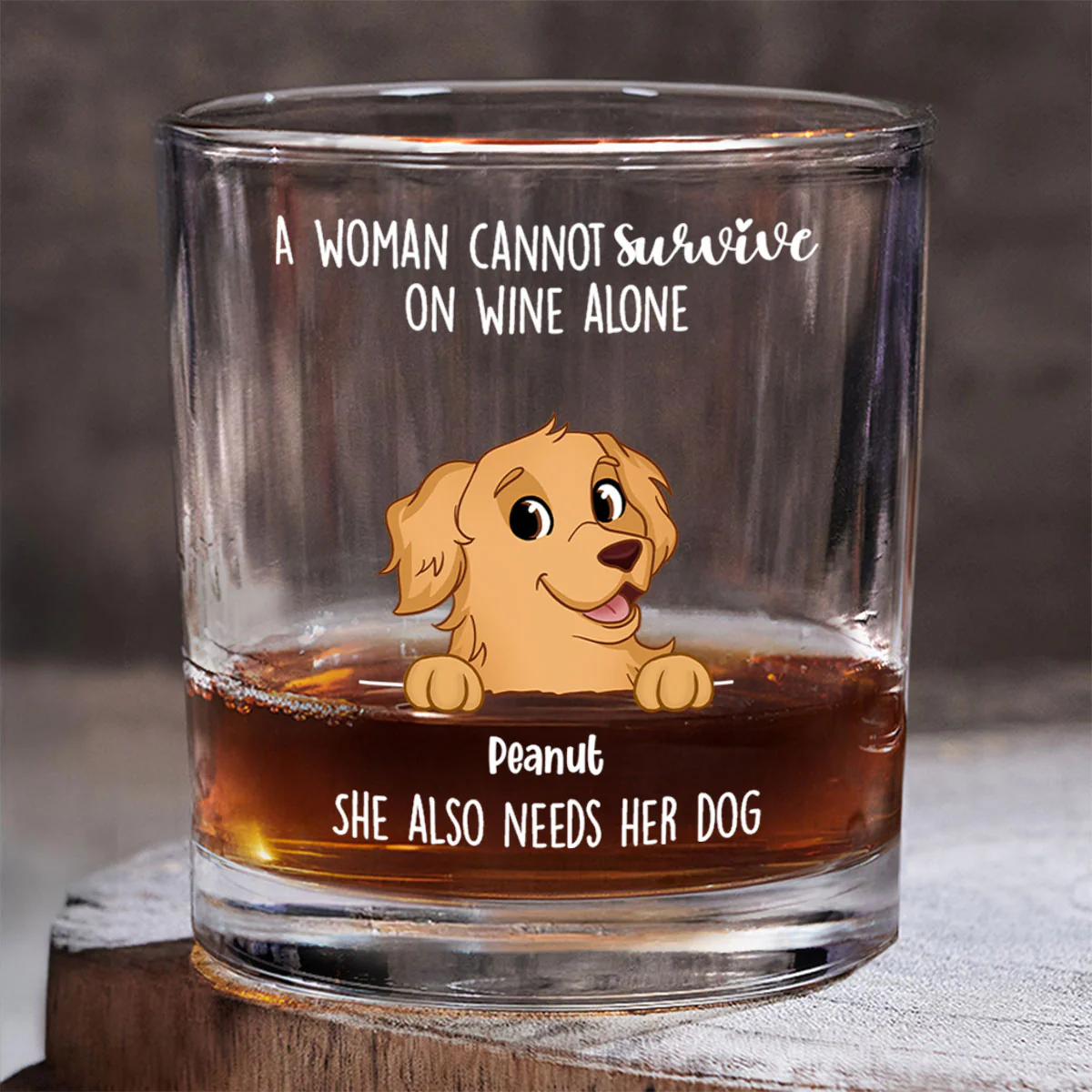 A Woman Cannot Survive On Wine Alone, She Also Needs Dogs Personalized Wine Glass, Gift for Dog Mom - Image 6