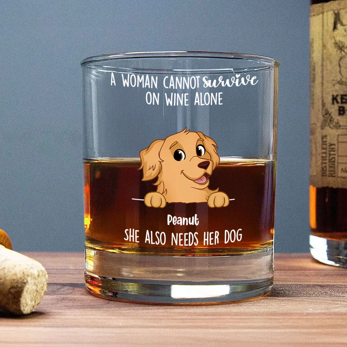 A Woman Cannot Survive On Wine Alone, She Also Needs Dogs Personalized Wine Glass, Gift for Dog Mom - Image 8